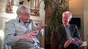 Sir David Attenborough and Bamber Gascoigne at the Environment Trust's AGM