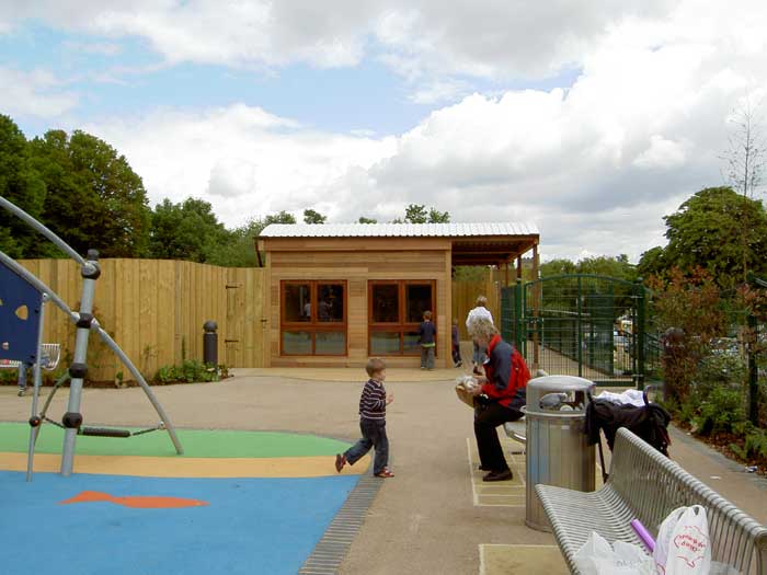 The river side of the play area, and what will be the cafe.