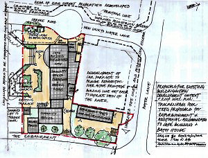 Plan for poolsite buildings. Image copyright © Twickenham Riverside Terrace Group