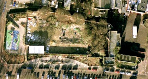Twickenham poolsite from the air