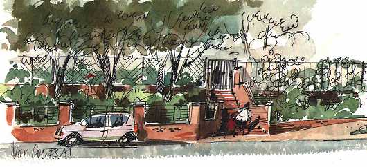 Entrance to the playground from Wharf Lane