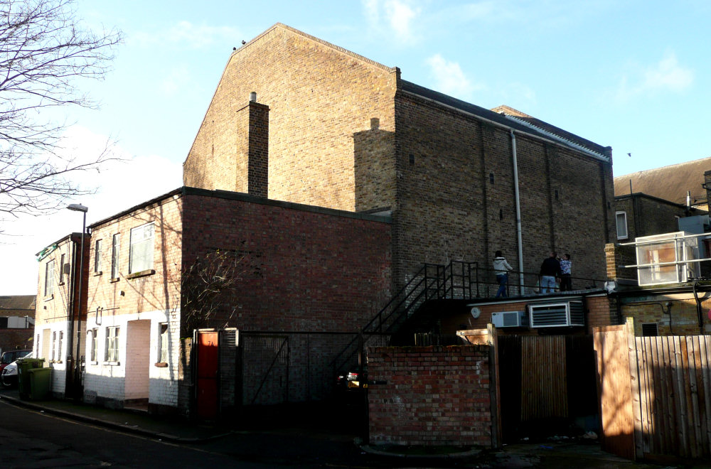 The east side of Queen's Hall from the service road