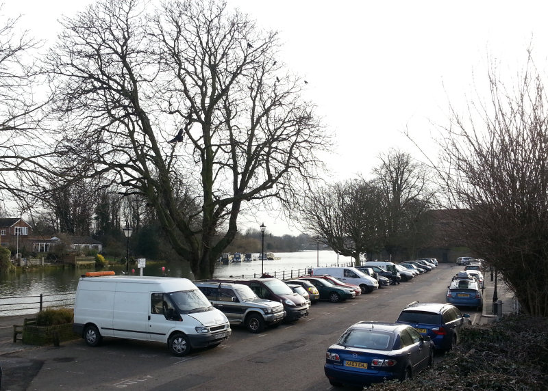 he view upstream from in front of the former toilet block, February 2013.